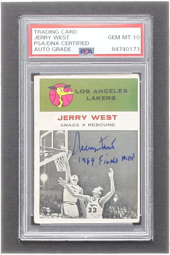 Jerry West Signed 1961-62 Fleer #43 RC Inscribed "1969 Finals MVP" (PSA) - Autograph Graded (PSA) 10 - Rookie Card