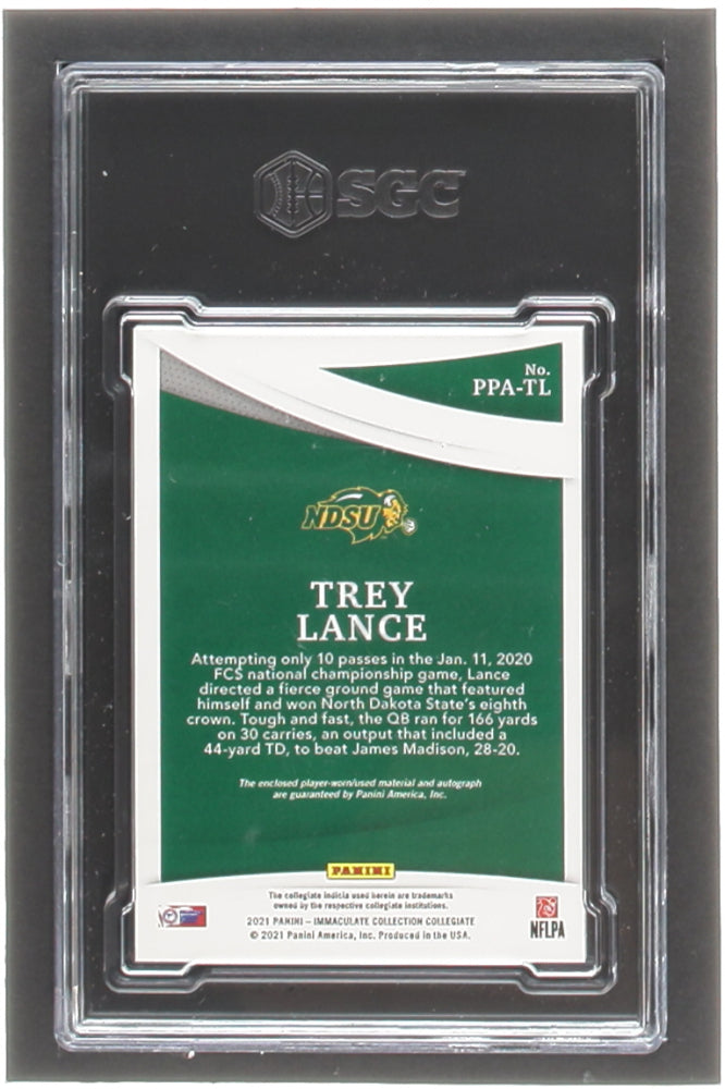 Trey Lance 2021 Immaculate Collection Collegiate Premium Patch Rookie Autographs #110 RC #74/99 (SGC 9.5) - Autograph Graded (SGC) 10 - Rookie Card