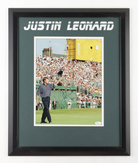 Justin Leonard Signed (JSA) Custom Framed Photo Display