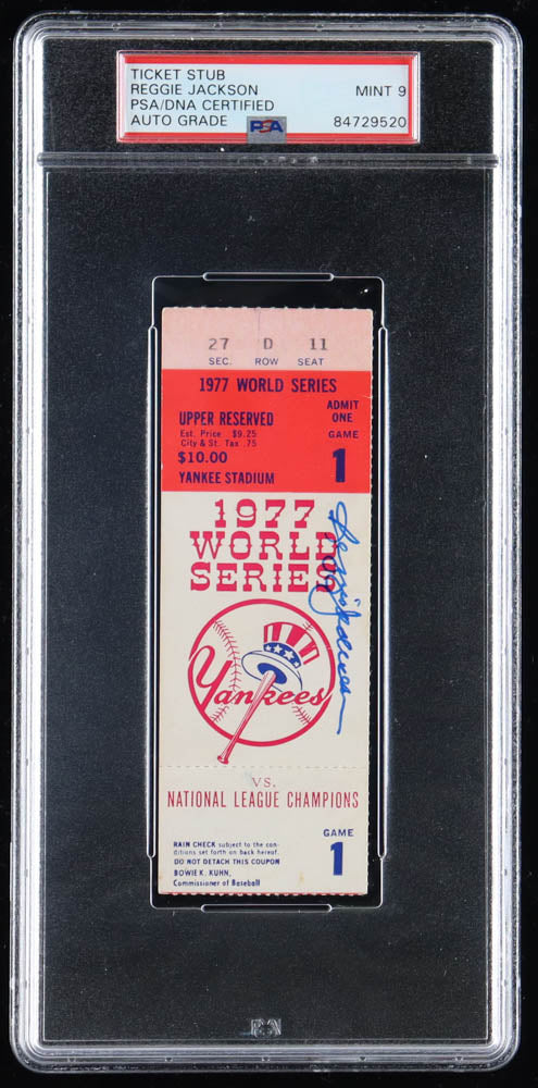 Reggie Jackson Signed 1977 World Series Game 1 Ticket Stub - Autograph Graded (PSA) 9