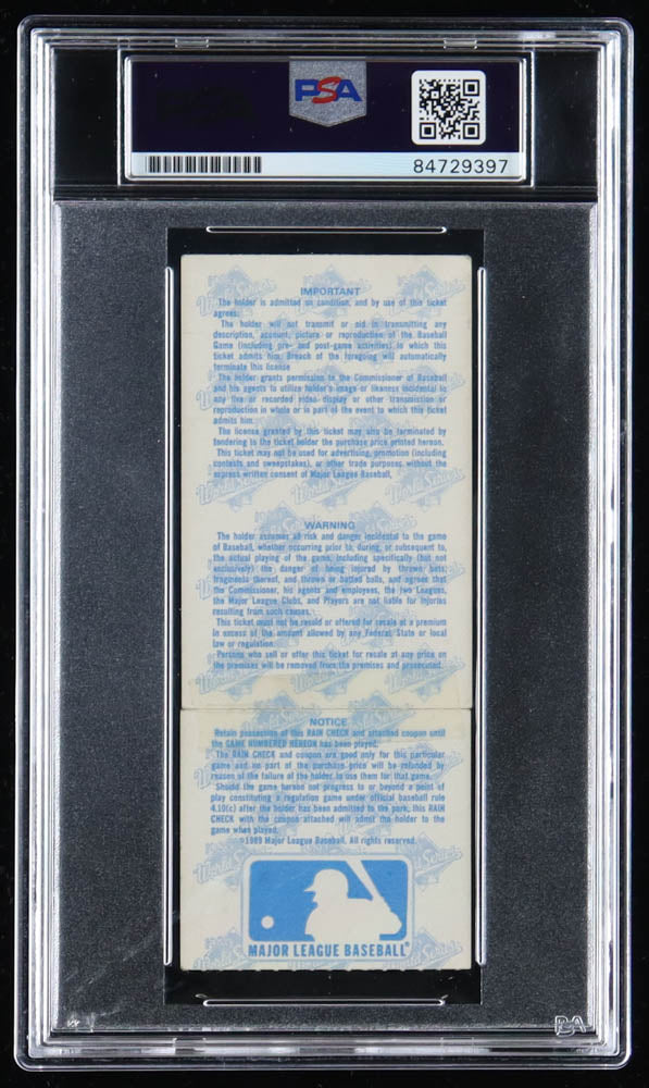 Rickey Henderson Signed 1989 World Series Game 2 Ticket - Autograph Graded PSA 10