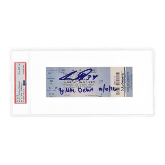 Auston Matthews Signed 2016 Maple Leafs Debut Ticket Stub Inscribed "4g NHL Debut 10/12/16" - Autograph Graded (PSA) 10