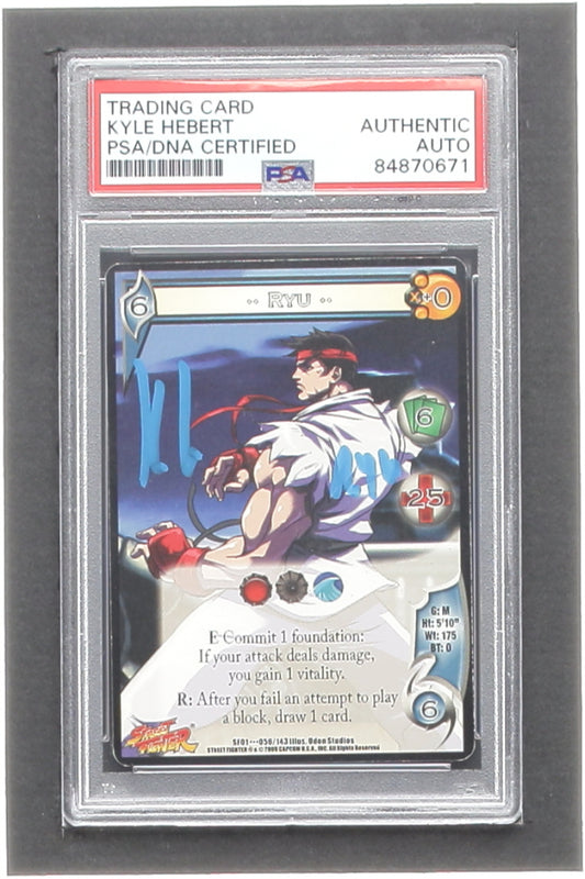 Kyle Hebert Signed 2006 Universal Fighting System Street Fighter #56 **Ryu** StR Inscribed "Ryu" (PSA) Voice of Ryu