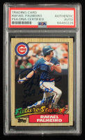 Rafael Palmeiro Signed 1987 Topps #634 Inscribed "569 HRs" & "3020 Hits" (PSA) Rookie Card
